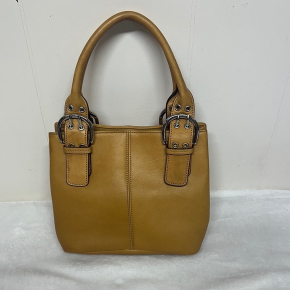 Tignanello Mustard Leather Satchel with Buckle Details - Picture 1 of 15